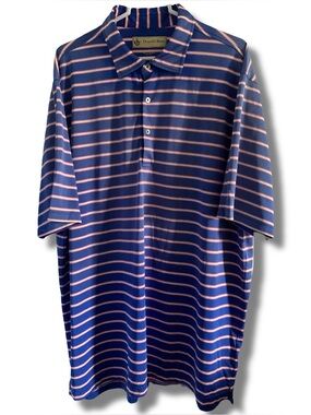 Donald Ross Striped Golf Polo Blue Pink Size XL